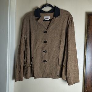 Vintage brown and black tweed style fitted blazer